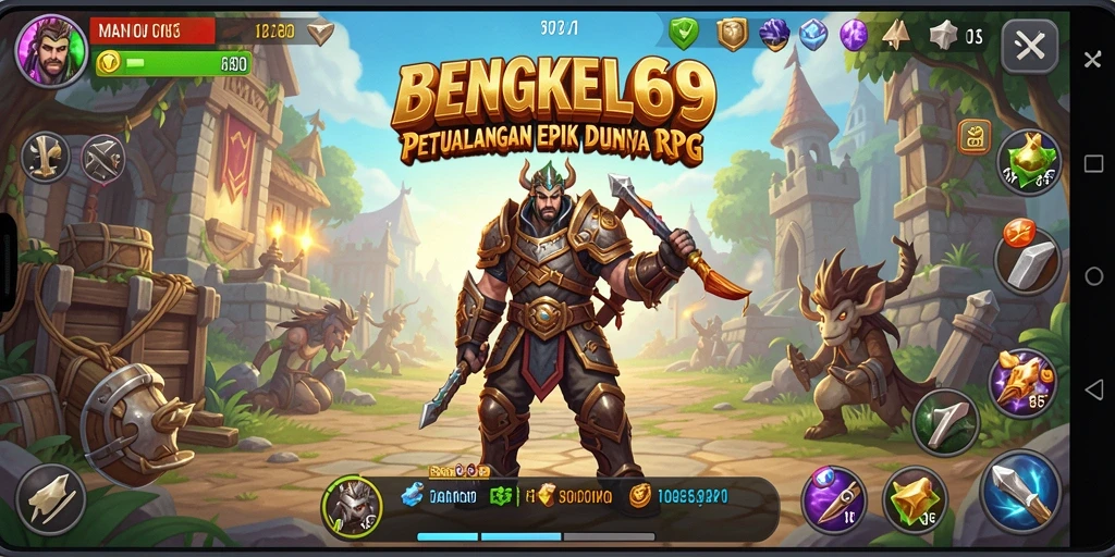 Screenshot menampilkan pertempuran seru dalam gameplay RPG BENGKEL69.