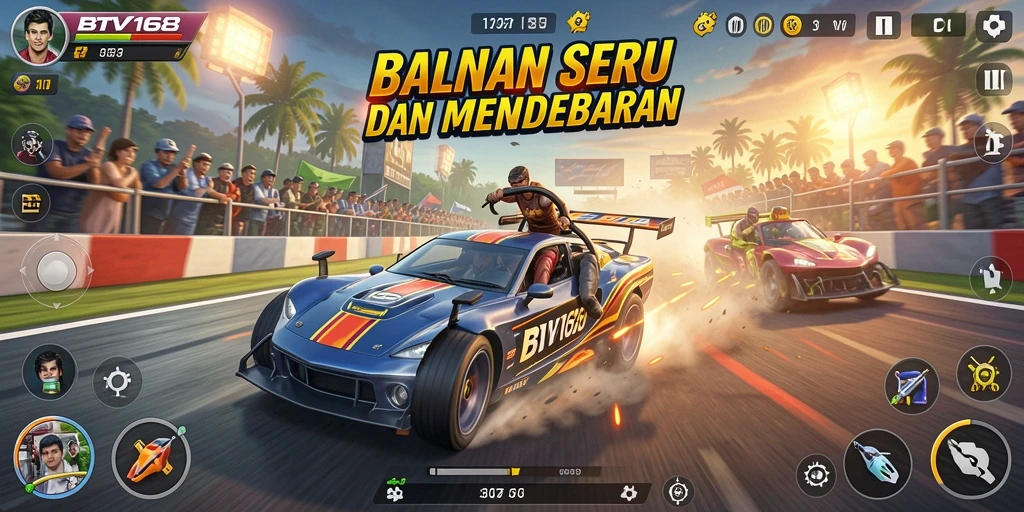 Tampilan menegangkan saat berpacu di lintasan balap BTV168.