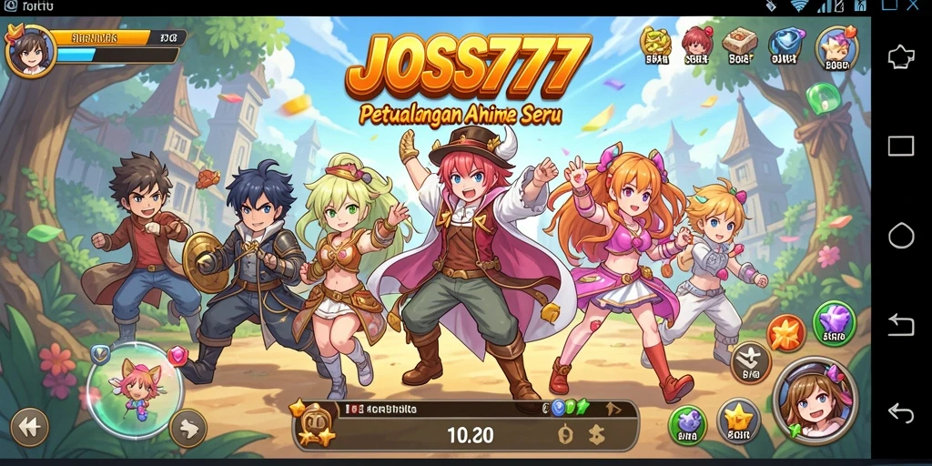 Screenshot gameplay JOSS777 menunjukkan aksi karakter anime yang seru.
