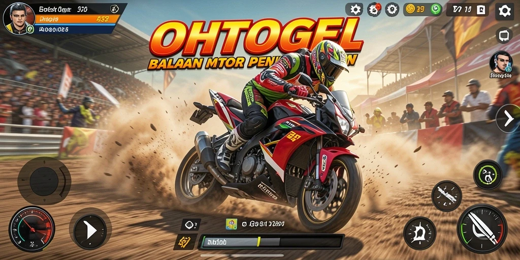 Gameplay seru dari OHTOGEL dengan balapan motor yang mendebarkan.