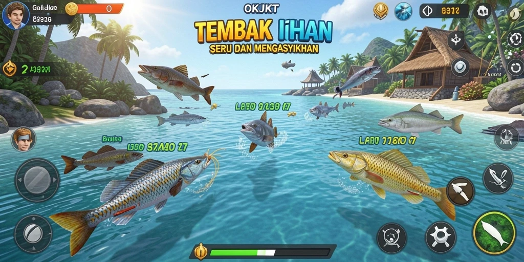 Menggambarkan keseruan gameplay Tembak Ikan di OKJKT.