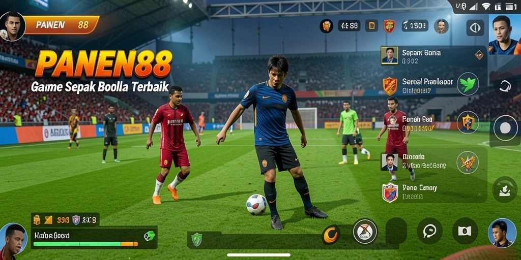Tangkapan layar gameplay <strong>PANEN88</strong> yang menunjukkan aksi seru di lapangan sepak bola.