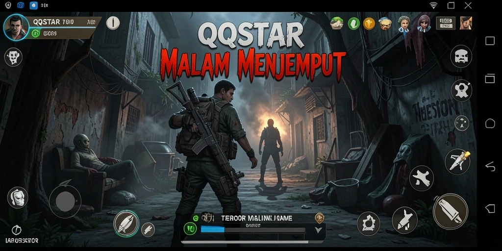 Tampilan gameplay <strong>QQSTAR</strong> yang menegangkan dan penuh kengerian.