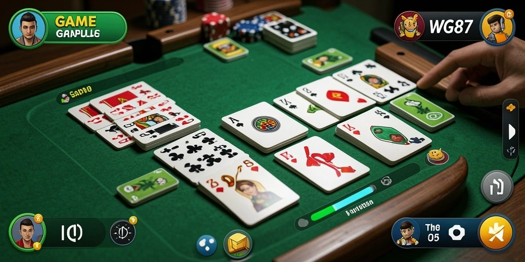 Screenshot gameplay WG87 menampilkan serunya bermain Gaple secara online.